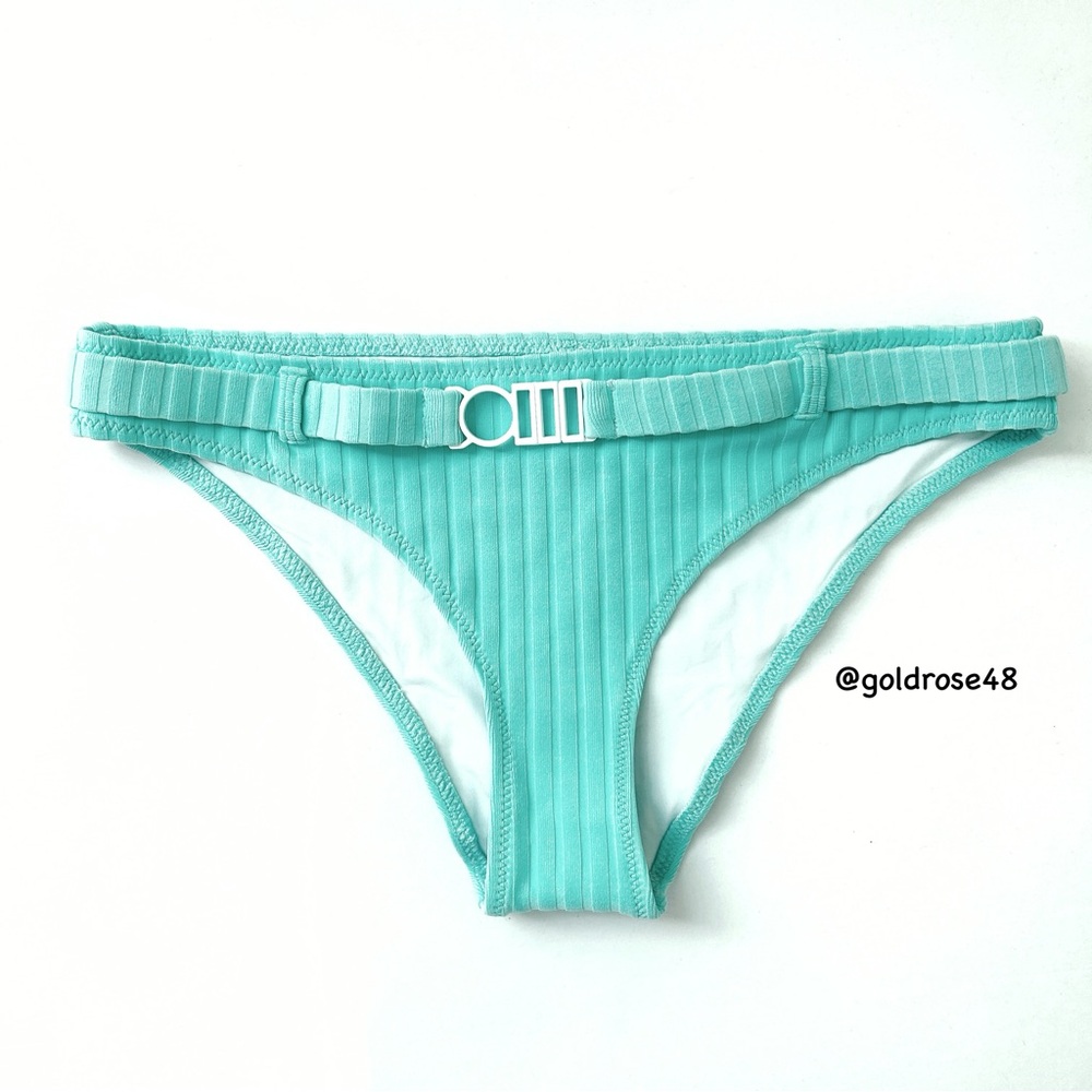 Solid & Striped The Rachel Belt bikini bottom Solid Rib Mint
